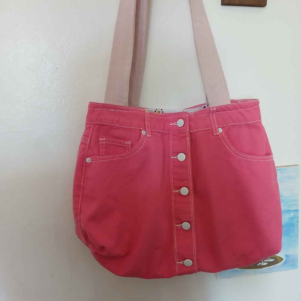 Chic Coral Button-Front Tote Bag